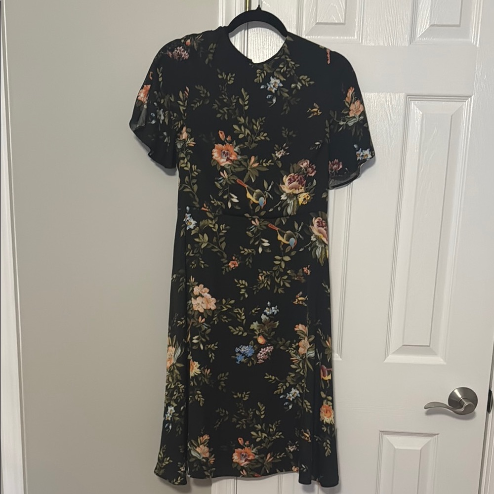 H&M Black Floral Midi Dress
